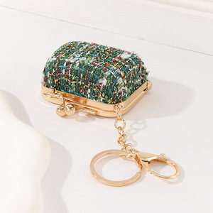 Mini porte-monnaie en tweed avec porte-clés en alliage, pochette portable mignonne en tissu pour monnaie, petit <span class=keywords><strong>sac</strong></span> de rangement pour femmes, filles, clés, pièces de monnaie, cartes - Product Image 3