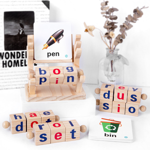 Giocattoli educativi per bambini per la prima <span class=keywords><strong>infanzia</strong></span> in legno lettere rotanti di cervo Puzzle tridimensionale gioco di carte giocattoli cognitivi - Product Image 2