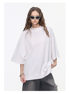 T-shirt unisexe oversize en coton épais 305G, col ras du cou ou col montant, épaules tombantes, logo personnalisé, streetwear, tee-shirt de course - Product Image 5