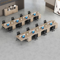 Conjunto de Sillas de Oficina de Diseño Moderno con Escritorio de Madera, Cajones y Caja para Cables, Diseño Desmontable, Estación de Trabajo para Cuatro Personas, Escritorio para Computadora, para Empleados