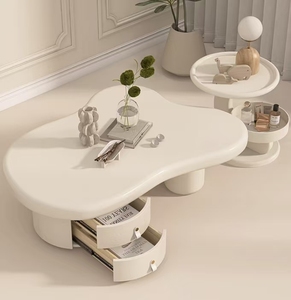 Nuovo <span class=keywords><strong>Tavolino</strong></span> da Caffè Rotondo Moderno Minimalista Stile Crema: <span class=keywords><strong>Tavolino</strong></span> Laterale Piccolo e <span class=keywords><strong>Salvaspazio</strong></span> Mobile per Soggiorno - Product Image 5