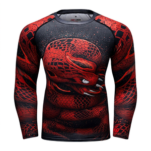เสื้อรัดกล้ามเนื้อแขนยาวสำหรับผู้ชาย COOYLUNDIN สำหรับ MMA BJJ พิมพ์ลายแบบ Heat-Transfer สีสันตามสั่ง น้ำหนัก 220 กรัม แห้งเร็ว ไร้ตะเข็บ สำหรับเล่นกีฬา - Product Image 5