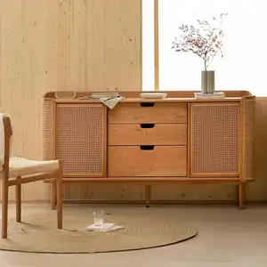 Dream hause Holz Rattan Side board im japanischen Stil Retro Massivholz Storage Locker Apartment Veranda Schubladen schrank