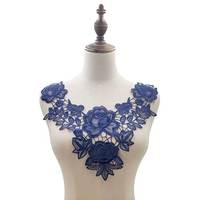 Design personnalisé, col de poitrine en Polyester Soluble dans l'eau, fleurs 3d, broderie de dentelle, patchs appliqués, creux