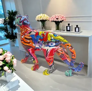 Sculture Uniche di Animali in Resina Graffiti, Decorazioni per la Casa di <span class=keywords><strong>Pantera</strong></span> e Leopardo Strisciante - Product Image 5