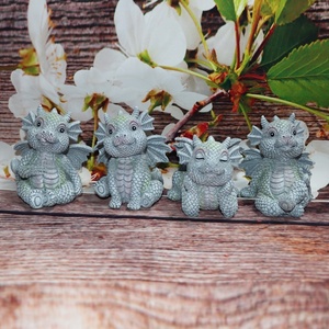 Dragón de dibujos animados de resina clásica, 4 Uds., juego de figuritas DRD22, libros de lectura para el hogar y la decoración para sala de estar, pantalla multihabitación - Product Image 4