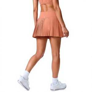 Women Ribbed High Waist Polyester <b>Tulle</b> Tennis <b>Skirt</b> 2 in 1 Mesh Pleated Sports <b>Skirt</b> Shorts Elastic Waist Pockets Custom Logo - Product Image 2