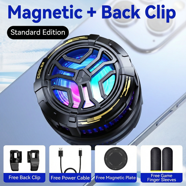 App-Controlled Smart Black Shark Magnetic Cell Phone Cooler 4Pro Portable RGBFan Cellphone Radiator Removable Grip Cooler