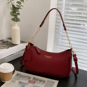 Women's Fashionable Versatile Solid Color Simple Crossbody <b>Bag</b> Waterproof Durable PU Lining with Zipper Closure Design - Product Image 1