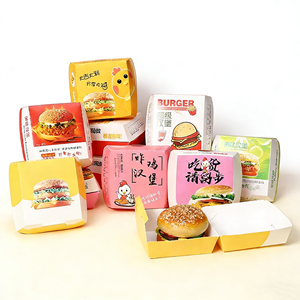 Scatola Ecologica Riciclabile per <span class=keywords><strong>Hamburger</strong></span> e Sushi, Design Autoportante <span class=keywords><strong>in</strong></span> Carta Kraft, Resistente al Grasso per Fast Food - Product Image 2