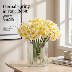 <b>Artificial</b> <b>Daffodils</b> Bouquet Yellow Plastic Fabric Wedding Decoration Home Ornament - Product Image 2