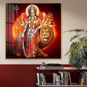 <span class=keywords><strong>Peinture</strong></span> sur porcelaine encadrée - Durga Devi, déesse spirituelle à plusieurs bras, décoration murale pour la maison - Product Image 3