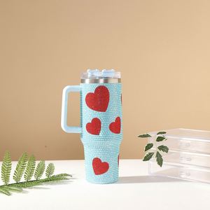 Modern Design Heart-shaped Diamond Cup 40 oz Vacuum <b>Drum</b> Cup with Heart-shaped Handle Suitable <b>for</b> Valentine's Day Travel - Product Image 5