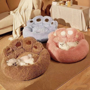 Großhandel Bären pfoten form Haustier bett Bequemes Plüsch Warmes Katzen-und Hunde bett für die Wintersaison - Product Image 4
