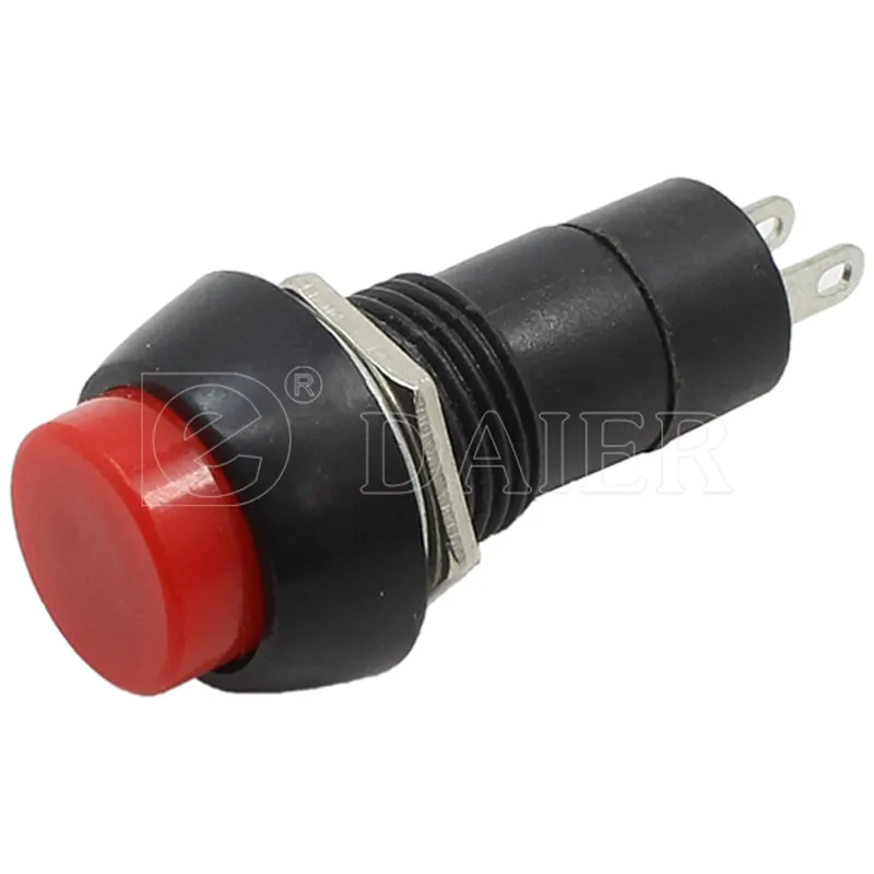 DaierTek Self-Locking Push Button Switch 12mm 3A 250VAC ON OFF 2Pin SPST Small Round Latching Switch for Audio Mouse Toys