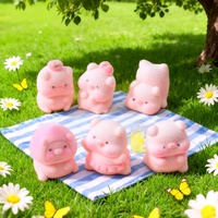 Populaire 3D harsfiguren met flocking, hars ornamenten, schattige gevlokte camping varkens, hars accessoires, flocking hars dieren, hars charms