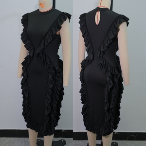 Abito da donna di Design di ultima generazione e senza maniche <span class=keywords><strong>O</strong></span> collo arruffato in pizzo aderente elegante abito da donna Midi - Product Image 4