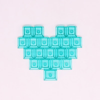 Keycaps DIY personnalisables Z-W, haute transparence, 21 touches cœur rose multicolores, haute valeur, modèle Z-W
