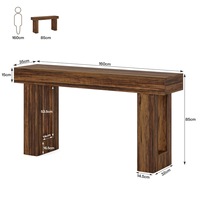Table console longue style farmhouse pour salon, derrière le canapé et entrée, table de canapé en bois