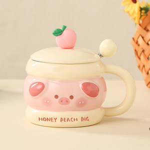 Wholesale of Cute Cartoon Animal-filled Mugs and High-appeartion-level Ceramic <b>Cups</b> for Girls - Product Image 6