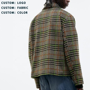 Veste en flanelle à <span class=keywords><strong>carreaux</strong></span> sur mesure pour hommes, veste épaisse à <span class=keywords><strong>carreaux</strong></span>, manteaux d'hiver - Product Image 3