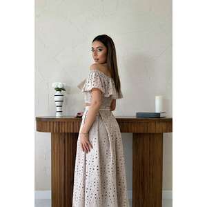 Conjunto de blusa y falda de encaje bohemio Visa para mujer, de manga corta, transpirable, falda larga, conjunto de dos piezas - Product Image 2