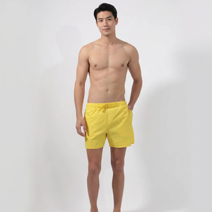 <b>Men's</b> <b>Yellow</b> Solid Casual Board <b>Shorts</b> Elastic Waist with Pockets Summer Swim Trunks Eco-Friendly Breathable High Waist - Product Image 1