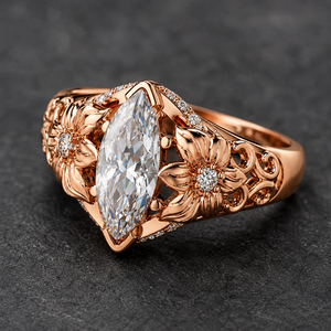 Anello di Lusso con Zirconi a Forma di Marquise, Placcato in Oro Rosa, Gioiello da Festa per Donne - Product Image 5