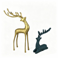 Ensemble de figurines de cerfs en fonte, décoration de table pour la maison, statues de rennes en métal pour Noël, ornement de salon, sculptures