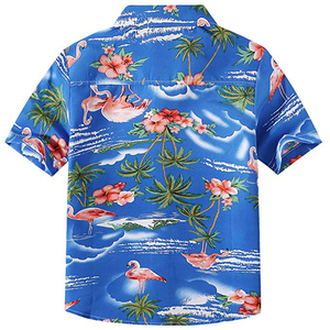 Los niños flaminco palm árbol impreso Hawaiano de manga corta Camiseta casual - Product Image 5