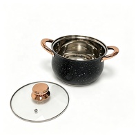 Set Peralatan Masak Anti Lengket 12 Buah, Panci dan Wajan 12pcs, Stainless Steel Premium dengan Gagang Emas untuk Kompor Induksi
