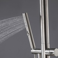 Douche extérieure en nickel brossé antirouille, commande à bouton 2 fonctions, douche apparente pour piscine et plage