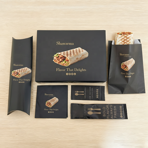 Ensemble d'emballage pour shawarma, boîte en papier, couverts, fournitures de restauration à emporter de qualité alimentaire, imprimées sur mesure, sacs recyclables pour tortillas et burritos - Product Image 4