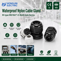 Passe-câble industriel multi-trous en nylon MG16A, équipement électrique PA66, passe-câble multi-voies 2, 3, 4 trous avec joint en caoutchouc EPDM
