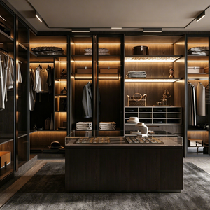 <span class=keywords><strong>Armoire</strong></span> de luxe de haute qualité avec éclairage LED, <span class=keywords><strong>armoire</strong></span> modulaire personnalisée moderne avec porte en verre, vente en gros d'usine - Product Image 6
