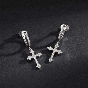 Cross Clip-On <b>Earrings</b> Zinc Alloy Prong Setting Party Fashion Jewelry - Product Image 3