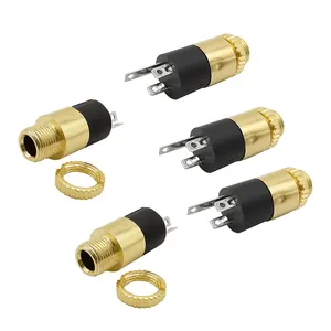 5Pcs 3.5mm Female Stereo Socket Cylindrical Connector PJ-392 with Screw Audio Video Headphone Jack Gold Plated PJ392