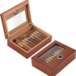 Humidor de Cigarros de Madera Maciza Rectangular Portátil con Tapa Transparente y Caja de Almacenamiento con Humidificador - Product Image 5