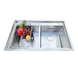 Prix d'usine, Meilleure vente : Lavabo double cuve fait main en acier inoxydable 304 avec finition argentée, provenant d'usine au Vietnam - Product Image 1