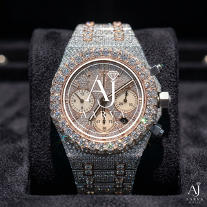 นาฬิกา AARVA JEWELS คุณภาพสูง ETA สแตนเลสสตีล ประดับเพชร โครโนกราฟ สำหรับผู้ชาย สไตล์ฮิปฮอป หรูหรา แบบอนาล็อก - Product Image 1