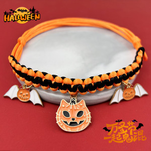 Transfronterizo para <span class=keywords><strong>Amazon</strong></span>, Collar para mascotas de Halloween, Collar de cuello de perro pequeño tejido a mano, cintas originales, decoraciones, colgante de gato, correa para perro - Product Image 2