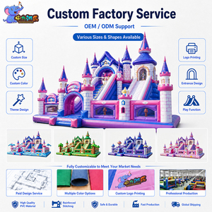 Grand château gonflable combiné avec toboggan pour enfants, idéal pour les parcs d'attractions et <span class=keywords><strong>la</strong></span> location commerciale - Product Image 5