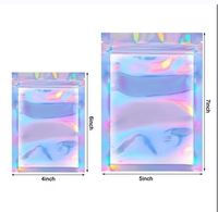 Sac en plastique Mylar transparent holographique personnalisé, refermable, anti-odeur, petit format, avec fermeture éclair, pour l'emballage alimentaire et les snacks - Offre Spéciale