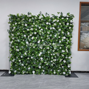Decoración de Boda Personalizada, Panel de Pared de Flores Artificiales de Seda, Telón de Fondo Enrollable 5D con Plantas Verdes - Product Image 4