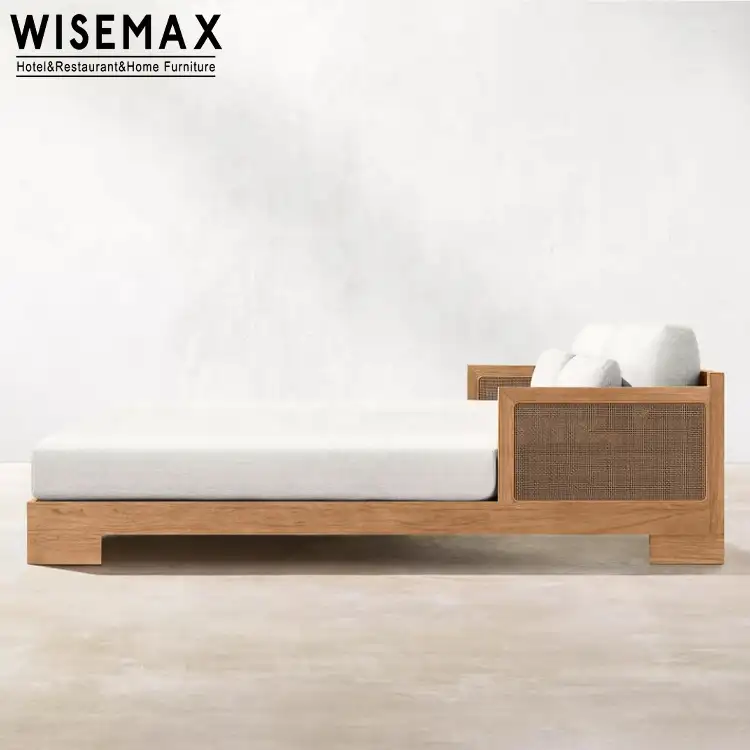 Wisemax mobiliário moderno, conjunto de móveis para áreas externas de madeira com cama king size, camas de tênis e madeira ajustável