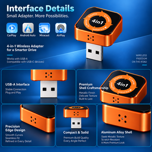Adaptateur de voiture sans fil 4 en 1 pour CarPlay, Android Auto, AirPlay, Miracast, mise à niveau multimédia intelligente pour voiture, dongle USB-A - Product Image 3