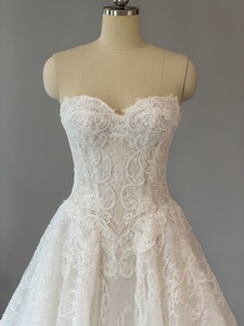 MQW02378 Princess Style Long Sleeve <strong>Basque</strong> Waist Beaded Lace Wedding <strong>Dress</strong> for Bride - Product Image 6