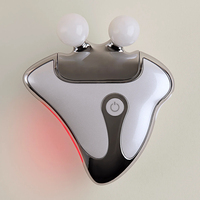 Masseur facial EMS Gua Sha en jade blanc, outil portable de qualité SPA pour le corps, vibration LED, chauffage, rajeunissement de la peau