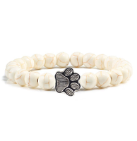 Charm patte de chien en alliage perles 8mm Bracelet extensible perles Calaite Bracelet élastique