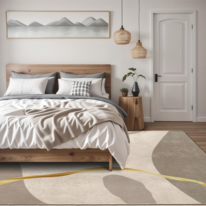 Big Cream Nordic Neutral Area Rugs Alfombra minimalista a rayas con estampado 3D <span class=keywords><strong>para</strong></span> sala <span class=keywords><strong>de</strong></span> estar - Product Image 4